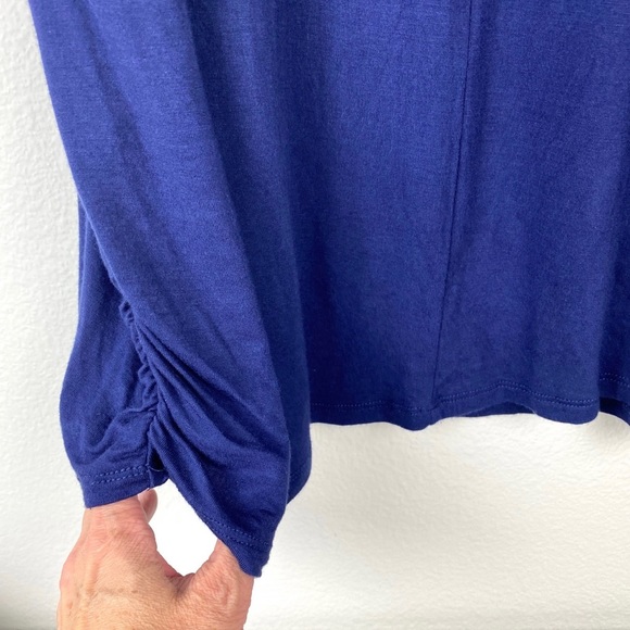 Plus Size 1X Blue Embellished Scoop Neck Ruch Sides Faded Glory EUC - Picture 7 of 9